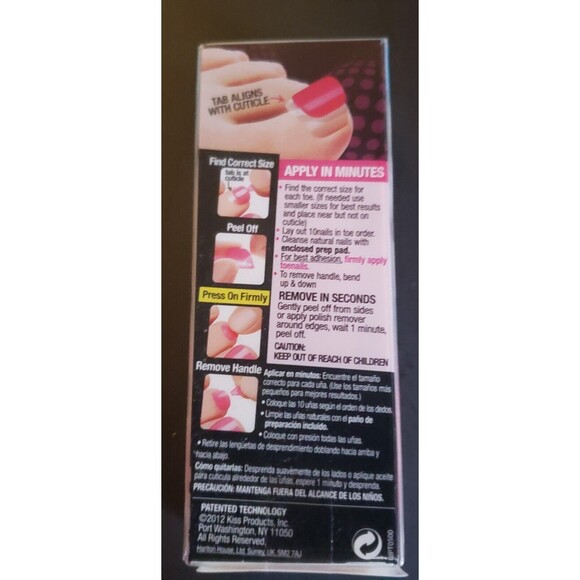 Kiss Impress "Party Girl" Pedicure Toenails Toes Press On 24 Toe Nails NEW - Picture 3 of 3
